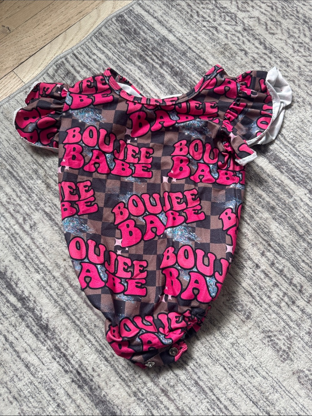 Kids Boujee Babe One-Piece Romper - Pink and Brown